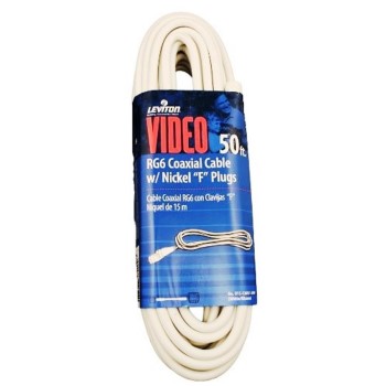 RG6 Coax Cable & F Plug, White ~ 50 Ft