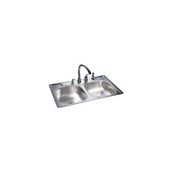 Sink, Double Bowl Stainless Steel 33 x 22 x 8