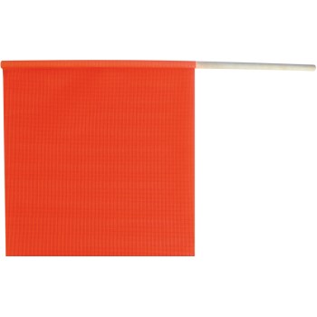Fluorescent Orange Safety Flag on a Dowel  ~ 18" x 18"