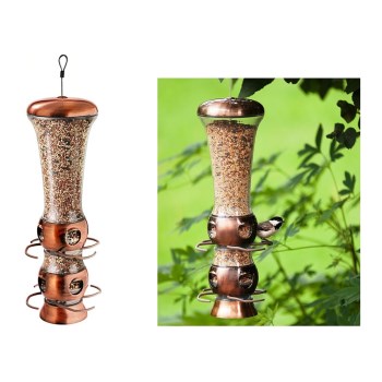 Select-A-Bird Tube Feeder, Copper Finish ~ Approx 3.6" x 3.53" x 15.65"