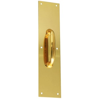 Door Pull Plate,  Brass Finish ~ 3.5" W x 15" L