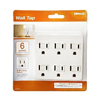 Wall Tap ~  6  Outlet w/Safety Sliders 