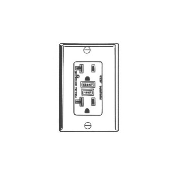 Gfci Duplex Receptacle With Led Light,White 20 amps 120 amps 
