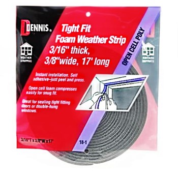 Weatherstrip  Foam Tape,  Charcoal ~  3/16" x 3/8" x 17 Ft