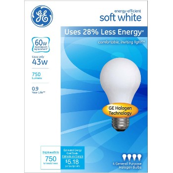 Halogen Bulbs, Soft White ~ 43w