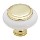 Knob - White with Polished Brass Inset - 1.25 inch