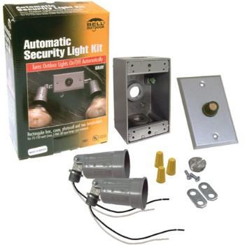 Two Light Lampholder Box Cover Photocell Kit, Gray