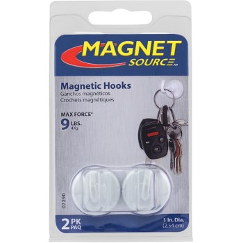 Magnetic Hooks,  White ~ 1" D x 1/2" P