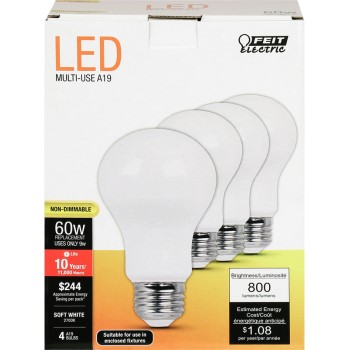 LED Bulb 800 Lumens Natural Light, Non-Dimmable  ~ 60w Replacement