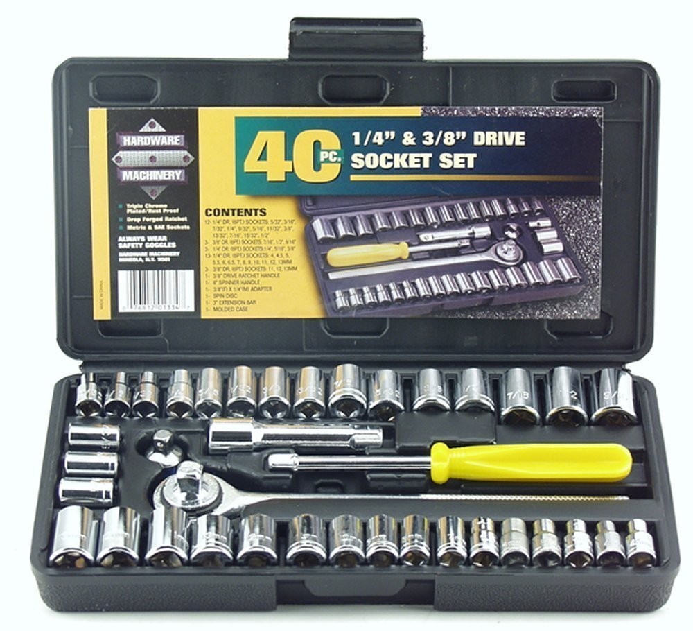 40-Piece GreatNeck PSO40H Ratchet and Socket Set with Handle 