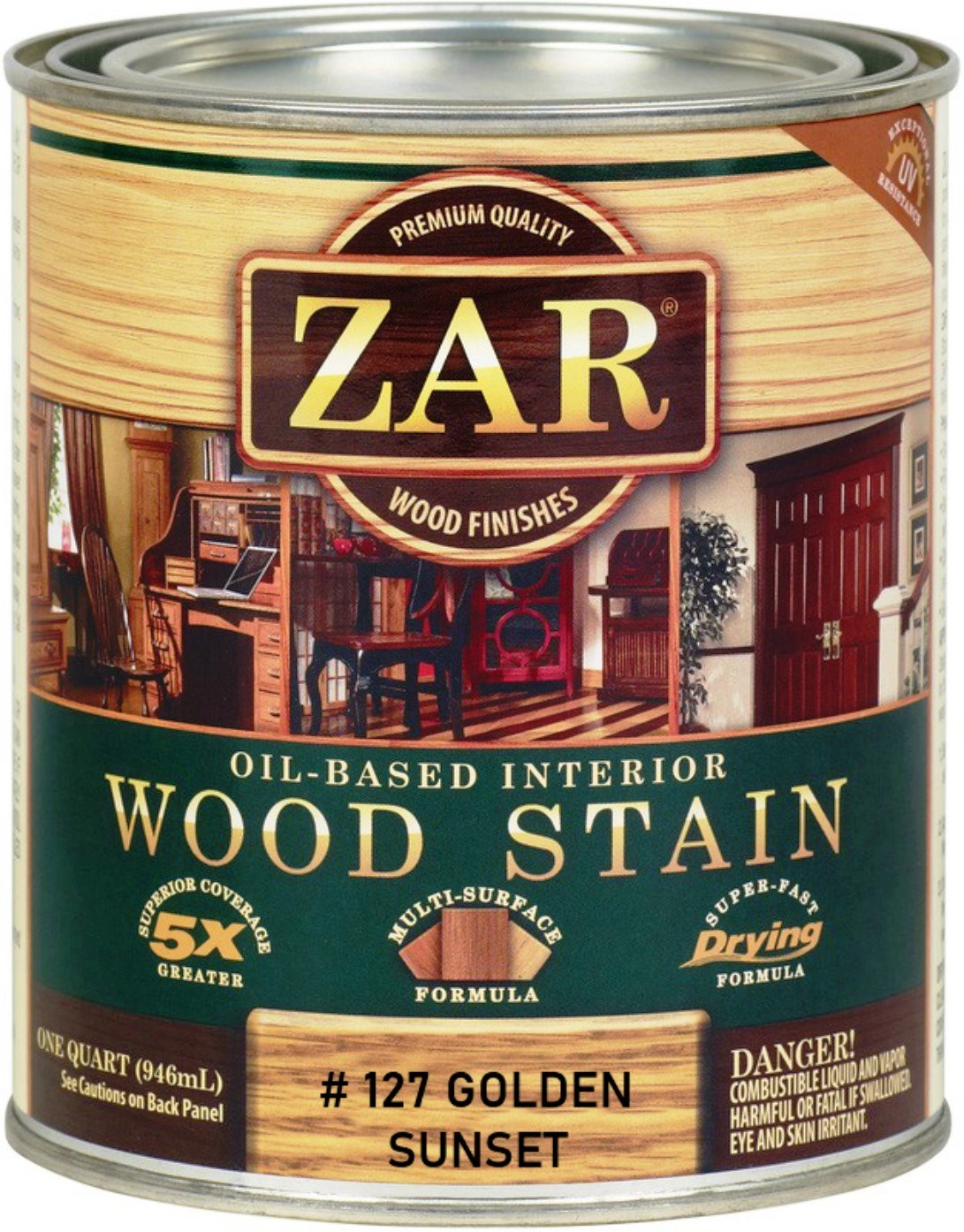 Buy the ZAR/UGL 12712 Golden Oak Stain, Quart Hardware World
