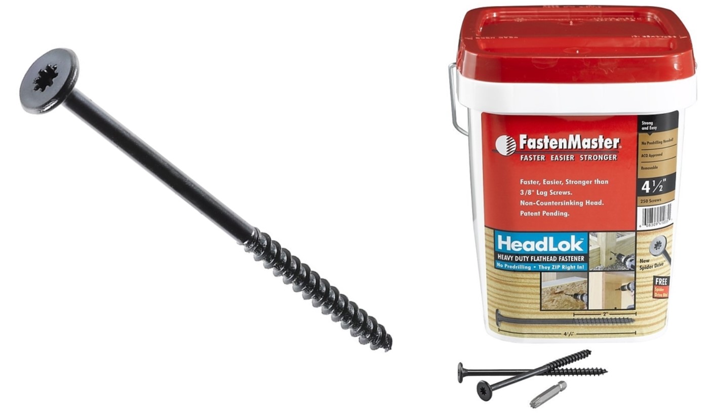 Two Pack 4-1/2 Inches FastenMaster FMHLGM412-250 HeadLOK Heavy-Duty Flathead Fastener 250-Count,Black 