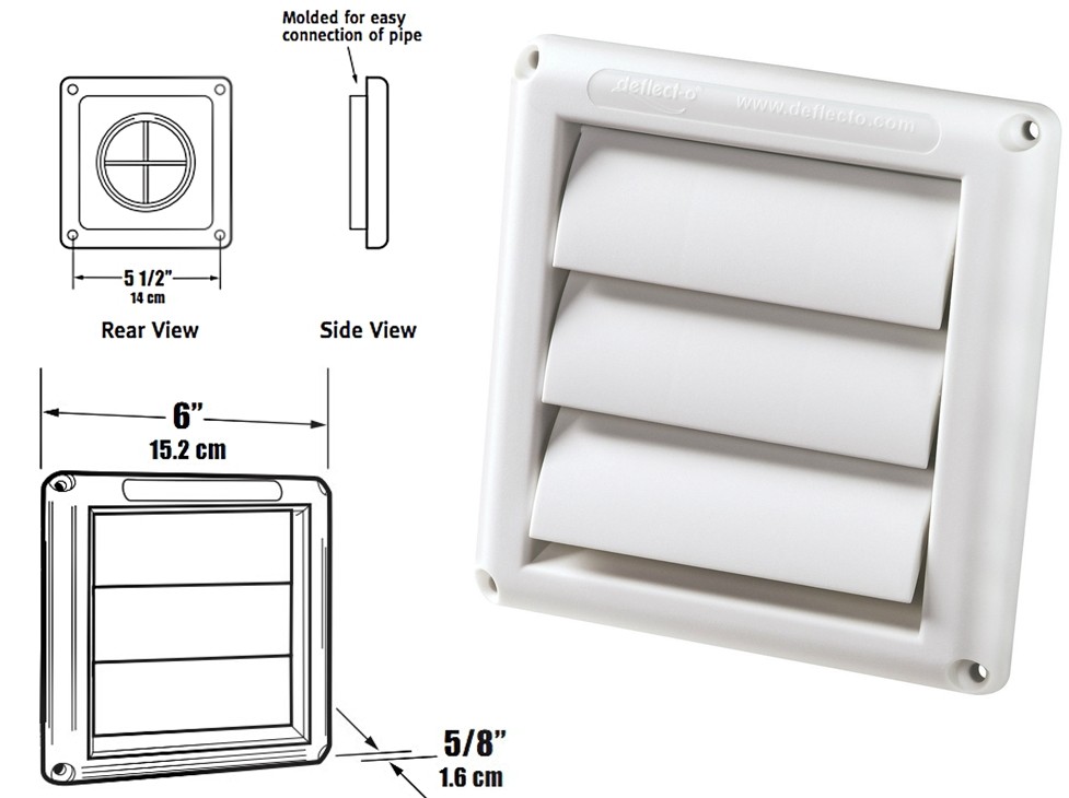 Buy the DeflectO HSR4W Louver Vent Hood, White Hardware World