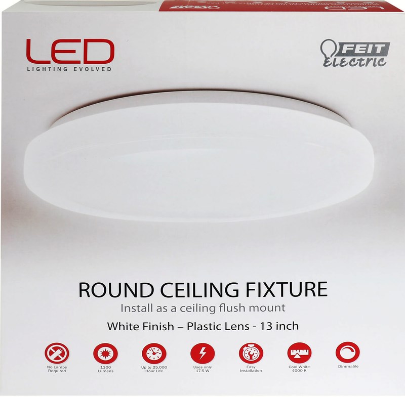 The Feit Electric 71801 Round Led Ceiling Wall Light Fixture 1300 Lumens Hardware World - Feit Electric Led Ceiling Light