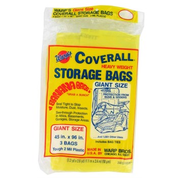 Warp Bros CB-45 Giant-Sized Storage Bags, Yellow ~  45" W x 96" L x 2 Mil