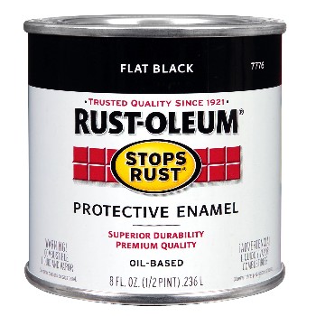 Stops Rust Protective Enamel, Flat Black ~ 8 oz 