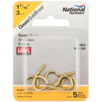 Solid Brass Screw Eye, #12  
