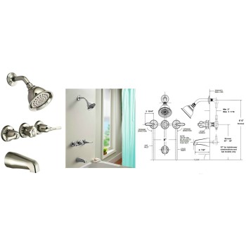 Moen 82663 Adler Design Series 3-Handle Tub and Shower Valve, Chrome Finish