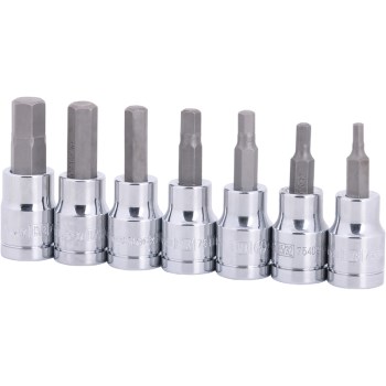 Hex Bit Socket Set, SAE - 3/8" Drive, 7pc