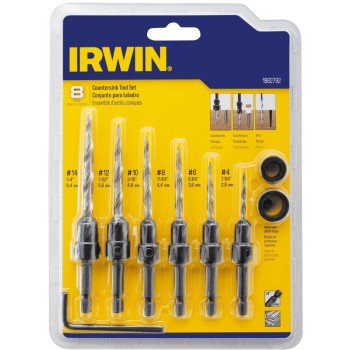 Irwin 1882792 Wood Countersink Set ~ 8 Piece