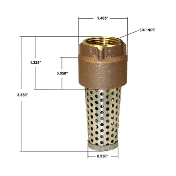 Red Brass Foot Valve ~ 3/4"