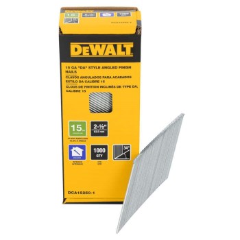 DeWalt 15GA Angled Finish Nails   2-1/2"  1000pk