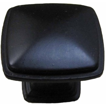 Square Cabinet Knob, Black ~ 1 1/4"