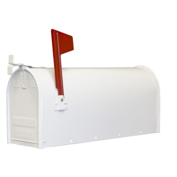 Standard Size Post Mount Style Steel Mailbox, Whiite ~  6-7/8" W x 8-3/4" H x 18-3/4"L