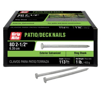 Prime Source Ring Shank Deck Nail, Galvanized - 8d, 1 Lb