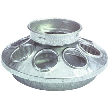 Miller Mfg  9810 Round Jar Poultry Feeder Base,  Galvanized  ~  Quart Size