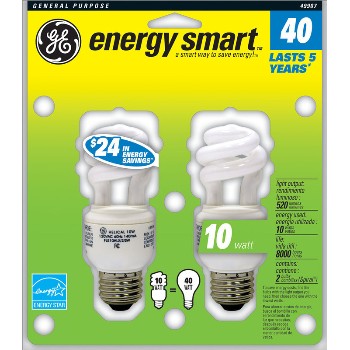 Compact Fluorescent Bulb, Mini-Spiral 10 watt