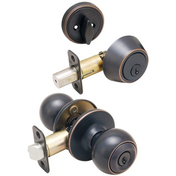 Hardware House/Locks 424564 Lockset & Deadbolt Combination,  Helena Design ~ Classic Bronze Finish