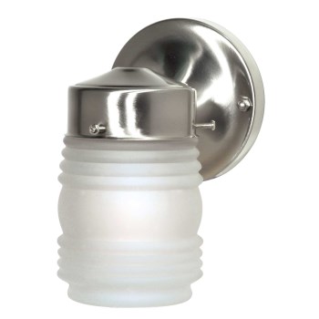 Satco Nuvo Jelly Jar Outdoor Wall Light, Brushed Nickel - 6"