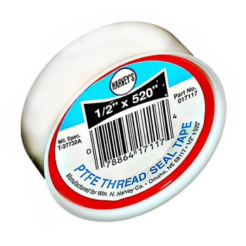 Harveys 017117B PTFE Teflon Tape, White ~ 1/2" x 520"