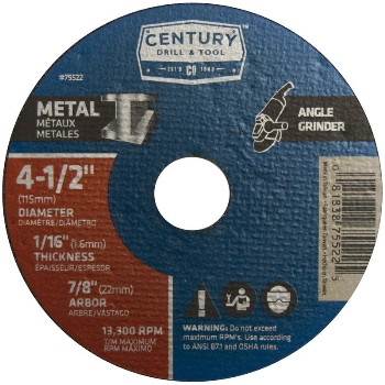 Century Drill & Tool   75522 4-1/2x1/16 Mtlgrnd Wheel