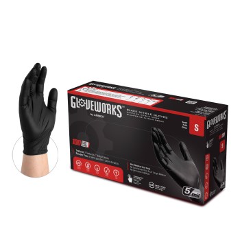 GlovePlus Black Nitrile Gloves, Small - 100pk