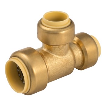 Push Fit Brass Tee - 3/4" x 3/4" x 1/2"