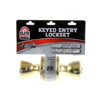 Keyed Entry Ball Knob, Polished Brass