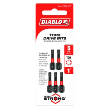 Torx Drive Bit  T30   1"   5pk