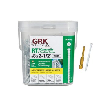 White RT Composite Trim Head Screw   #8" x 2-1/2"