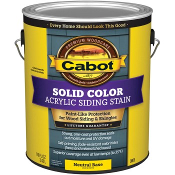 Cabot 01-0806 Solid Color Acrylic Siding Stain, Neutral Base ~ Gallon