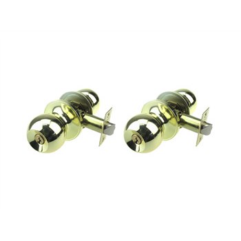 Elite Security Entry Ball Knob  Polished Brass   2pk
