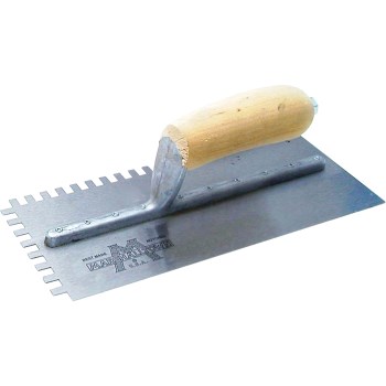 Curved Handle Notched Trowel ~ 11" x 4-1/2" x 1/4"