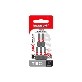 Torx Drive Bit  T15   1"   5pk
