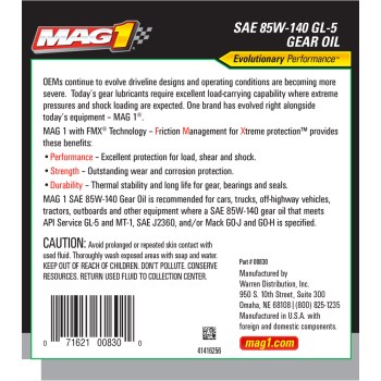 Gear Lubricant, SAE 85W-140 - Qt