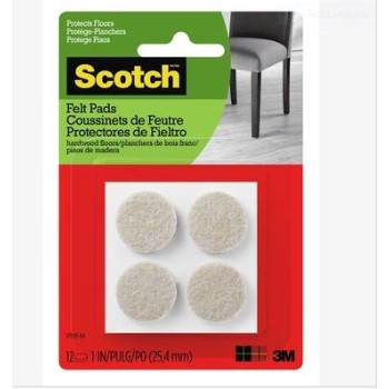 3m Sp848-na Round Felt Pads,12pk ~1in.