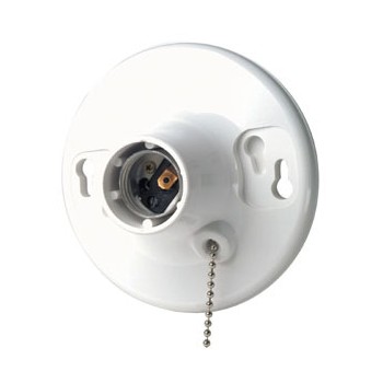 Lampholder,  Top-Wired Pull Chain,  White ~ 600 Watt