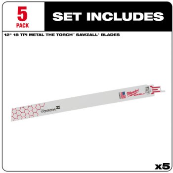 Milwaukee Torch Sawzall Blade 5pk - 12", 18 TPI