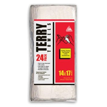SuperTuff Terry Towels, White - 14" x 17", 24-Pack