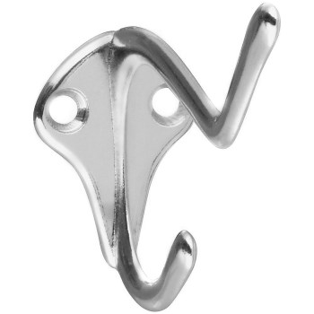 Coat & Hat Hook, Satin Nickel Finish ~ 2 Hook